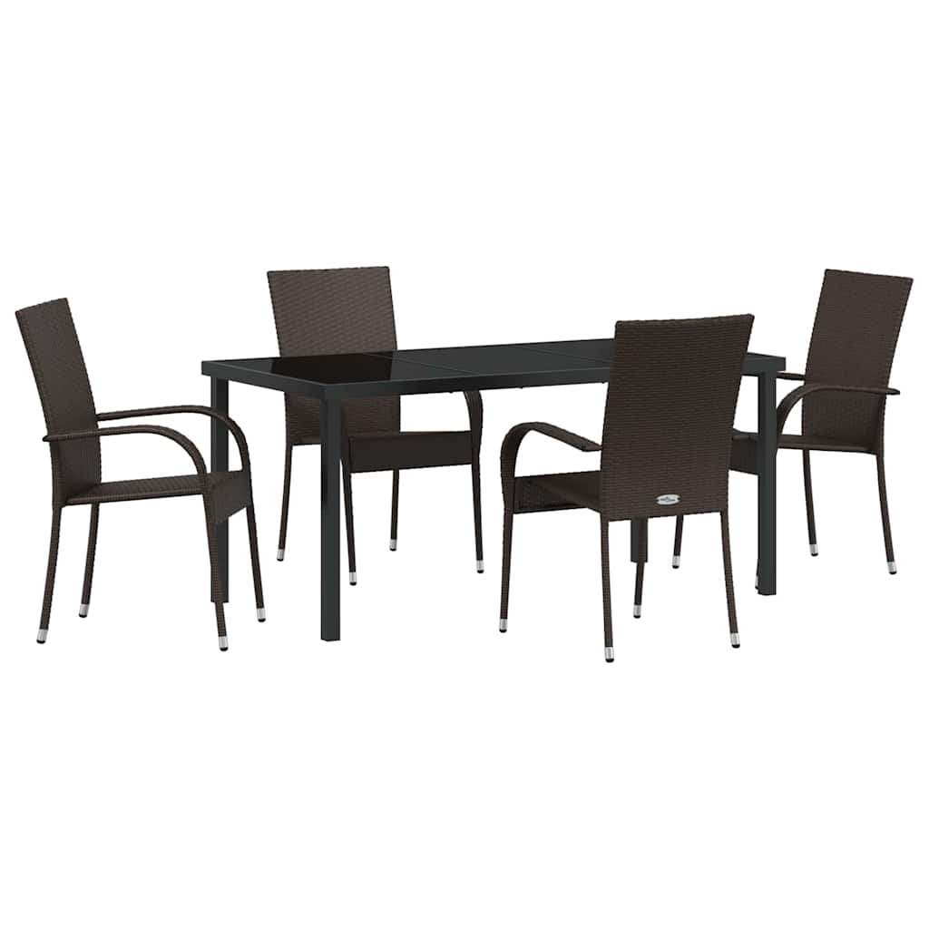 Garten Essgruppe 5 pcs Braun Pulverbeschichteter Stahl
