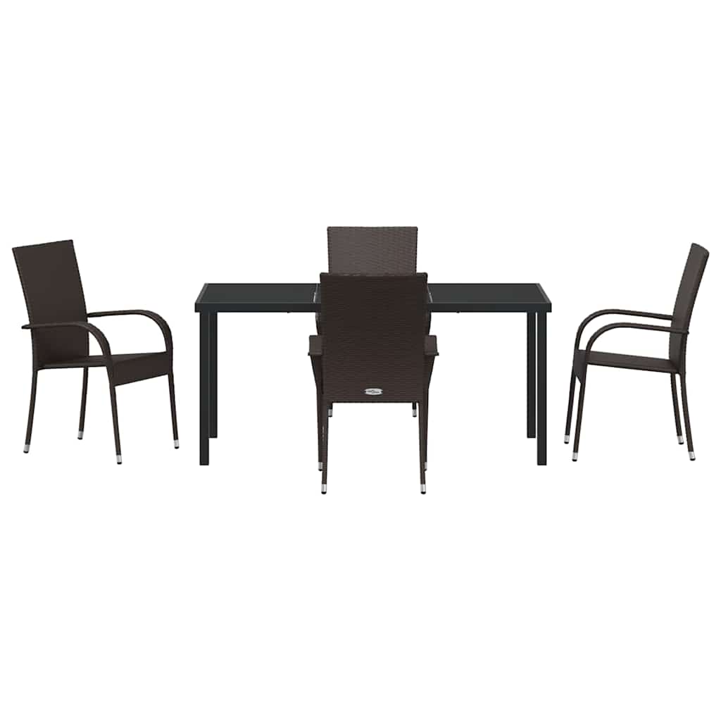Garten Essgruppe 5 pcs Braun Pulverbeschichteter Stahl