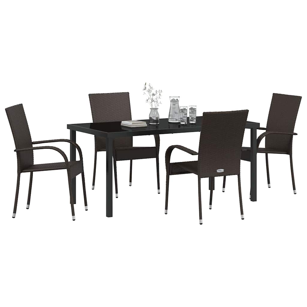 Garten Essgruppe 5 pcs Braun Pulverbeschichteter Stahl