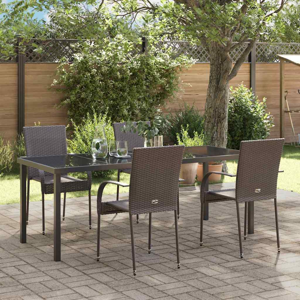 Garten Essgruppe 5 pcs Braun Pulverbeschichteter Stahl