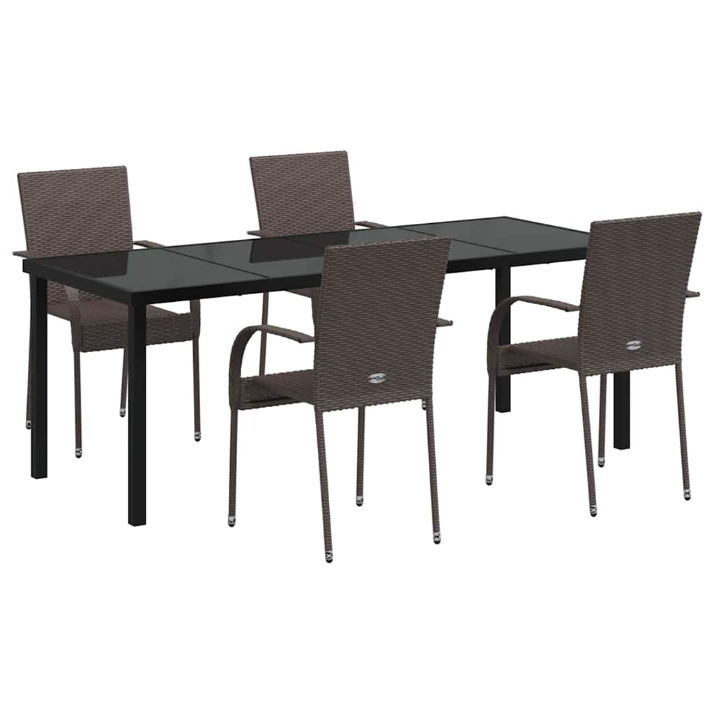 Garten Essgruppe 5 pcs Braun Pulverbeschichteter Stahl