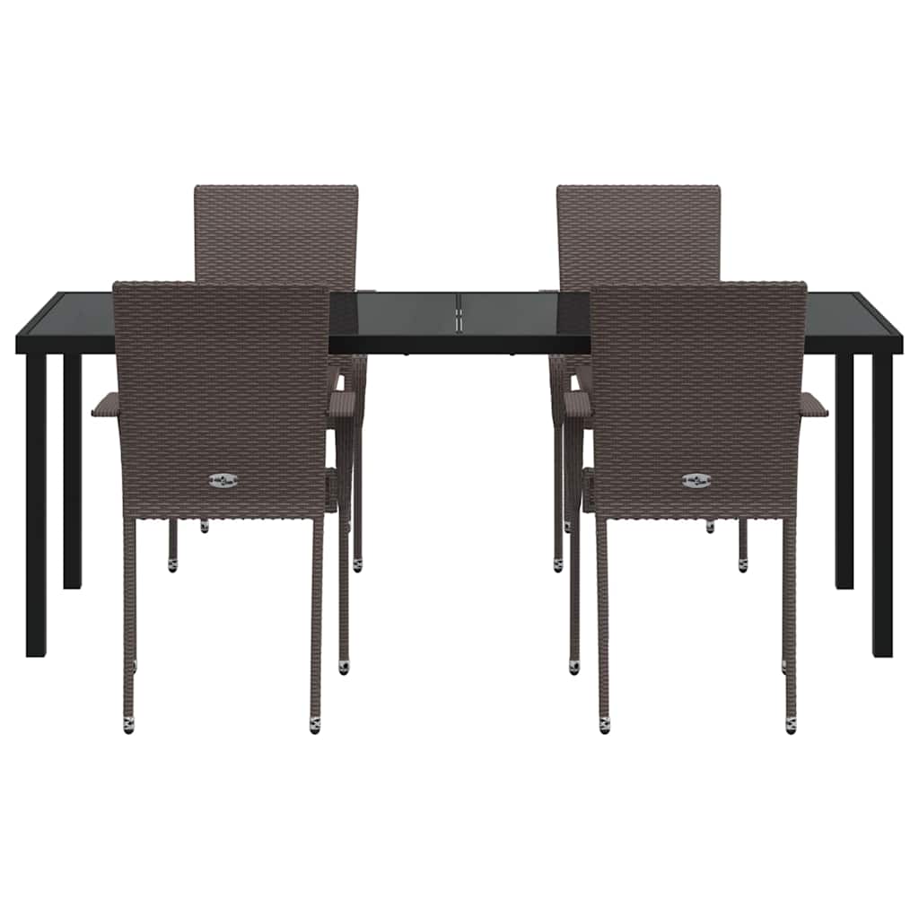 Garten Essgruppe 5 pcs Braun Pulverbeschichteter Stahl