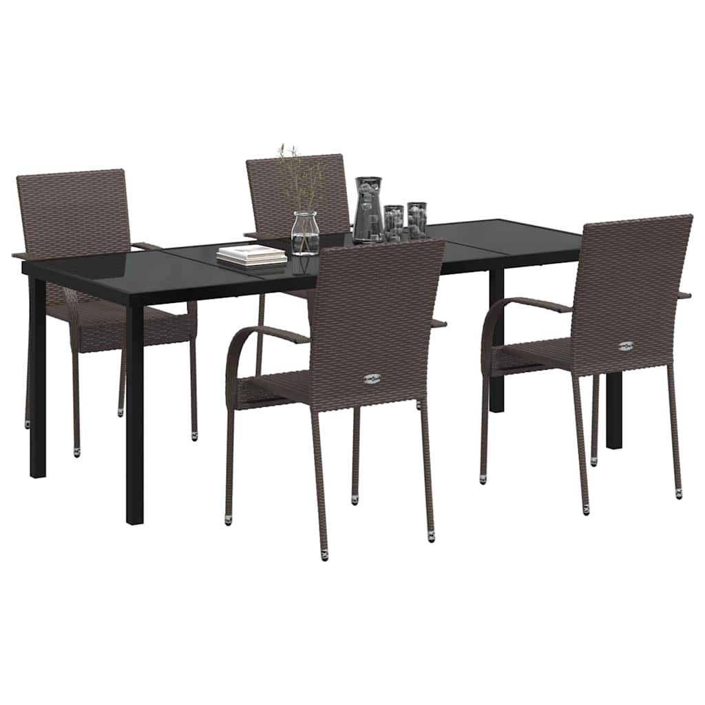 Garten Essgruppe 5 pcs Braun Pulverbeschichteter Stahl