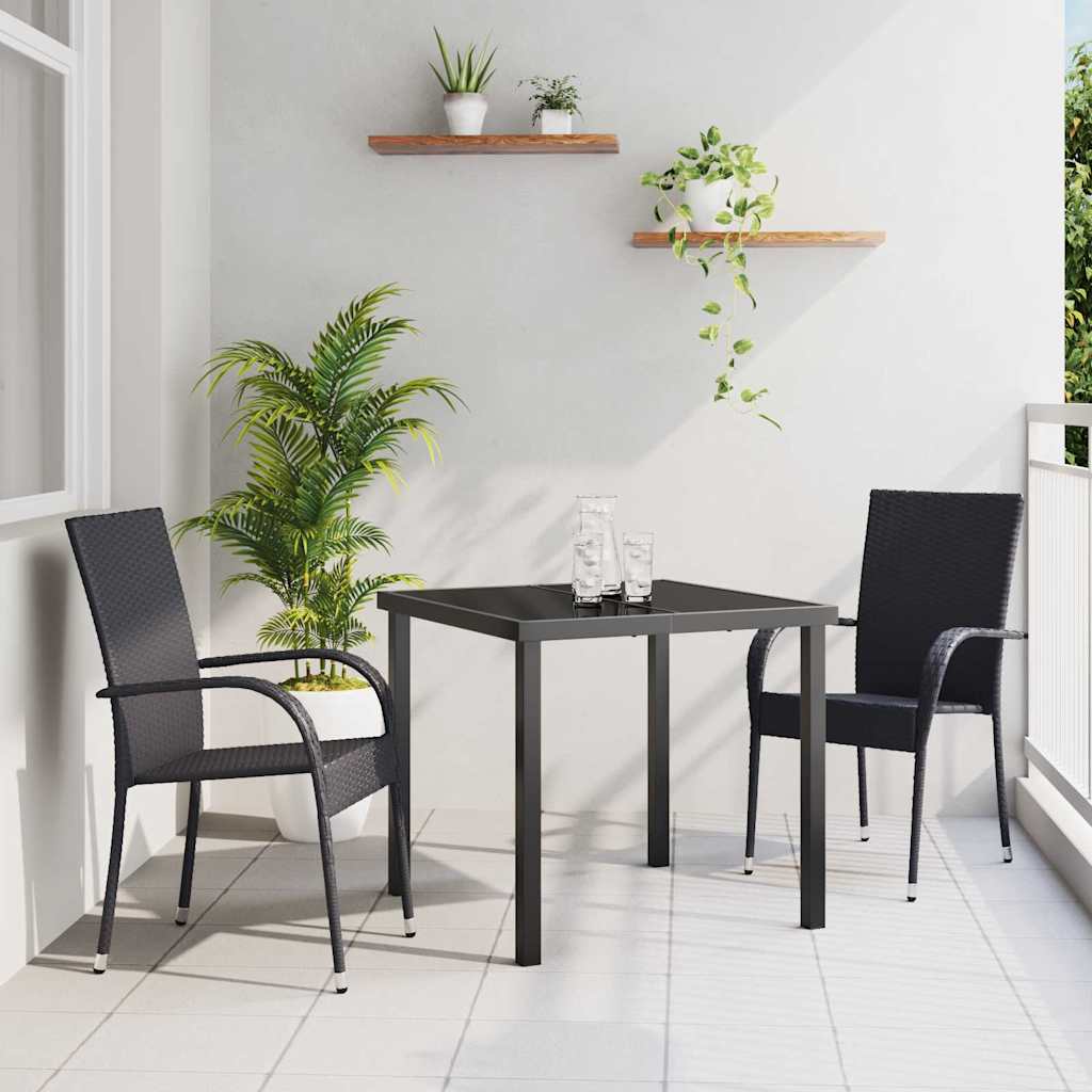 Garten Essgruppe 3 pcs Schwarz Pulverbeschichteter Stahl