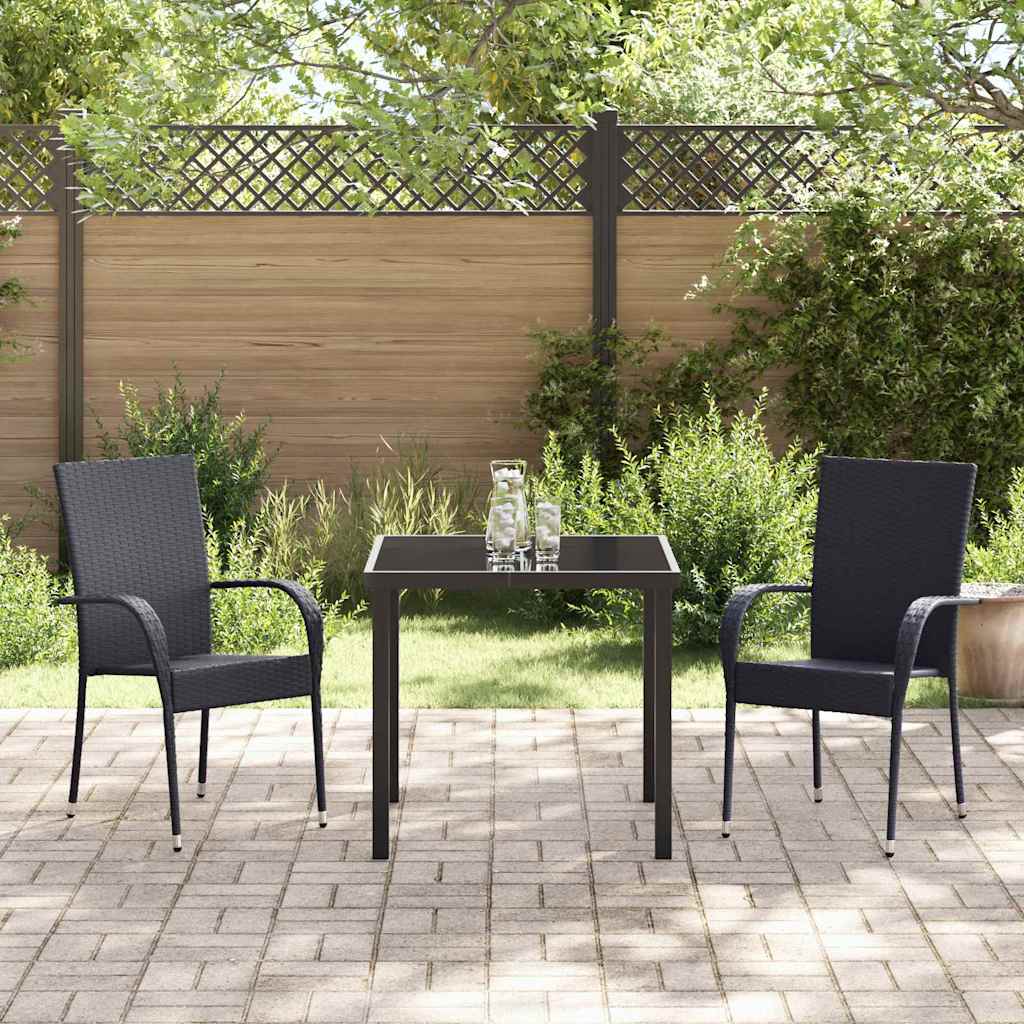 Garten Essgruppe 3 pcs Schwarz Pulverbeschichteter Stahl