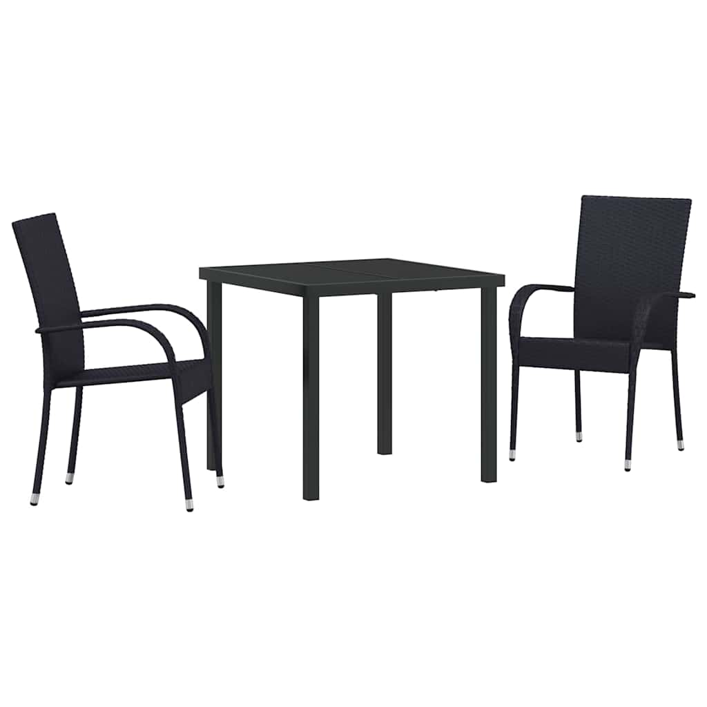 Garten Essgruppe 3 pcs Schwarz Pulverbeschichteter Stahl
