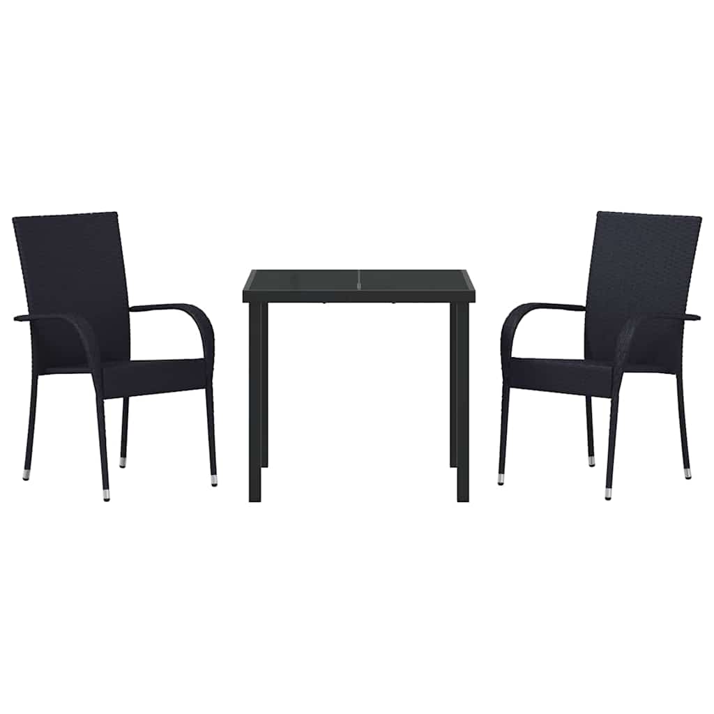 Garten Essgruppe 3 pcs Schwarz Pulverbeschichteter Stahl