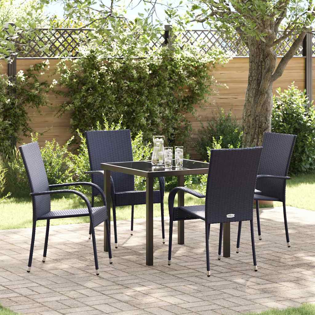 Garten Essgruppe 5 pcs Schwarz Pulverbeschichteter Stahl