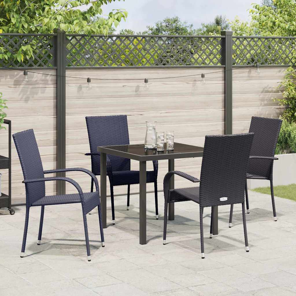 Garten Essgruppe 5 pcs Schwarz Pulverbeschichteter Stahl