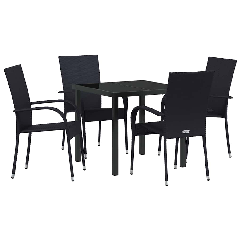 Garten Essgruppe 5 pcs Schwarz Pulverbeschichteter Stahl