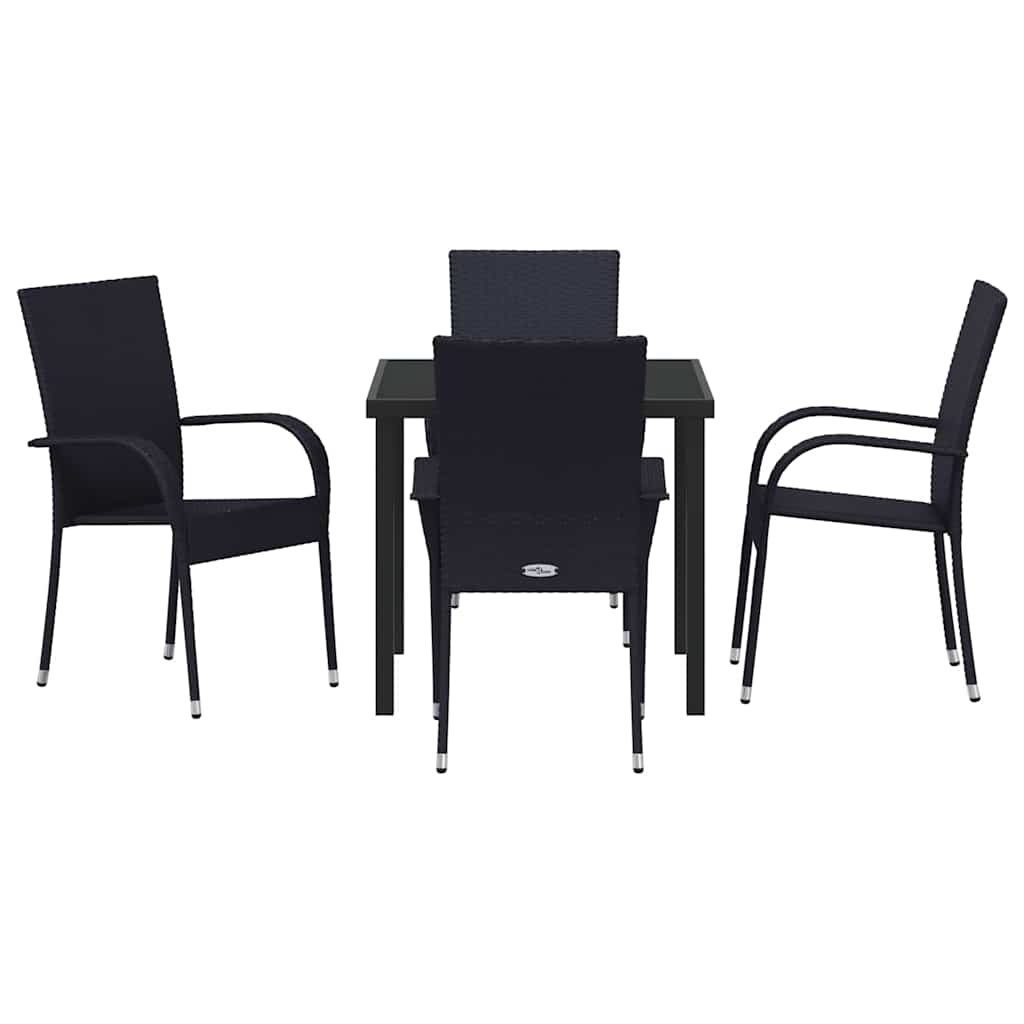 Garten Essgruppe 5 pcs Schwarz Pulverbeschichteter Stahl