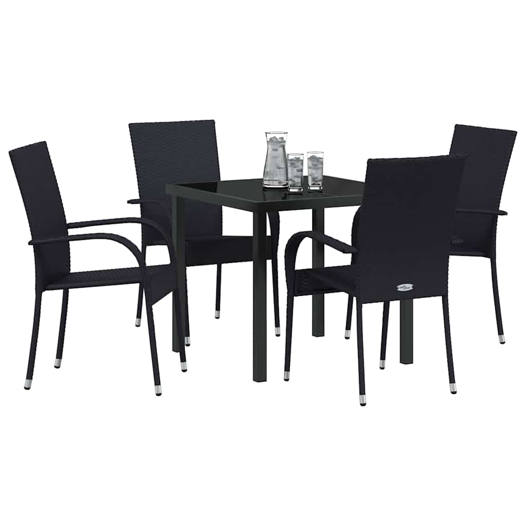 Garten Essgruppe 5 pcs Schwarz Pulverbeschichteter Stahl