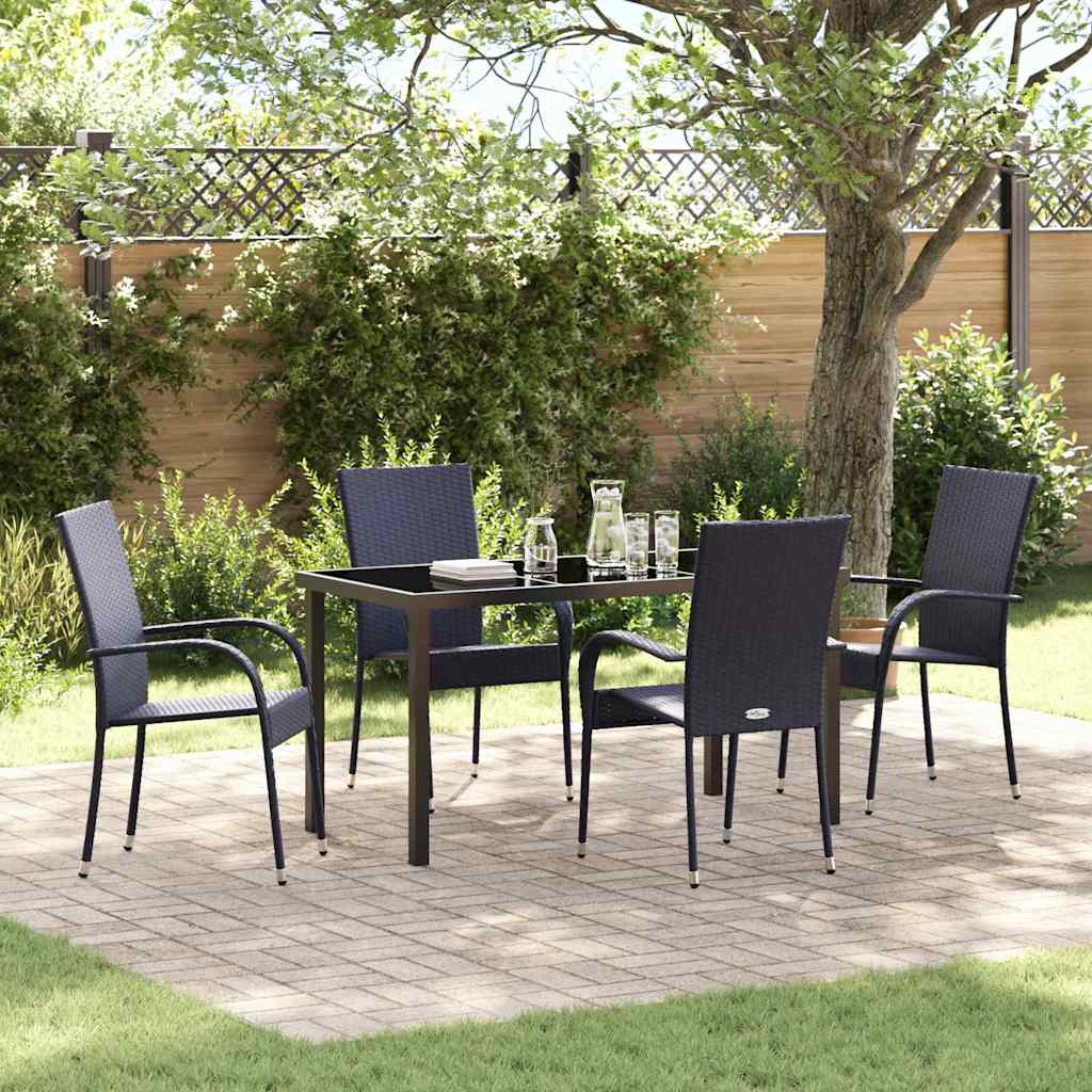 Garten Essgruppe 5 pcs Schwarz Pulverbeschichteter Stahl