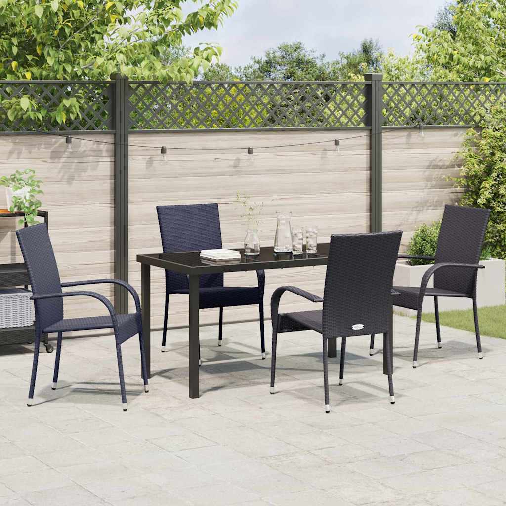 Garten Essgruppe 5 pcs Schwarz Pulverbeschichteter Stahl