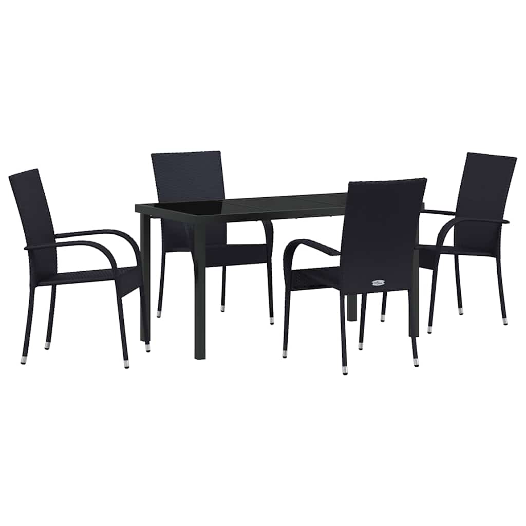 Garten Essgruppe 5 pcs Schwarz Pulverbeschichteter Stahl