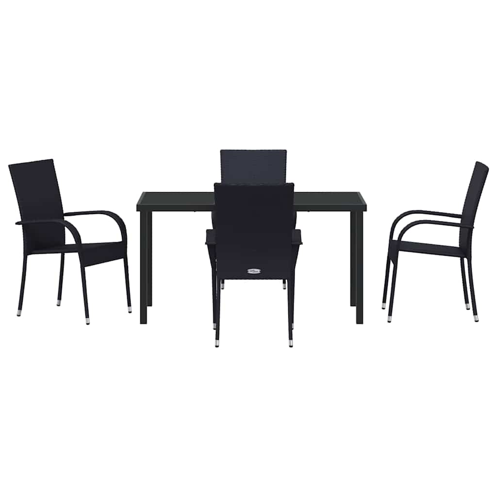 Garten Essgruppe 5 pcs Schwarz Pulverbeschichteter Stahl