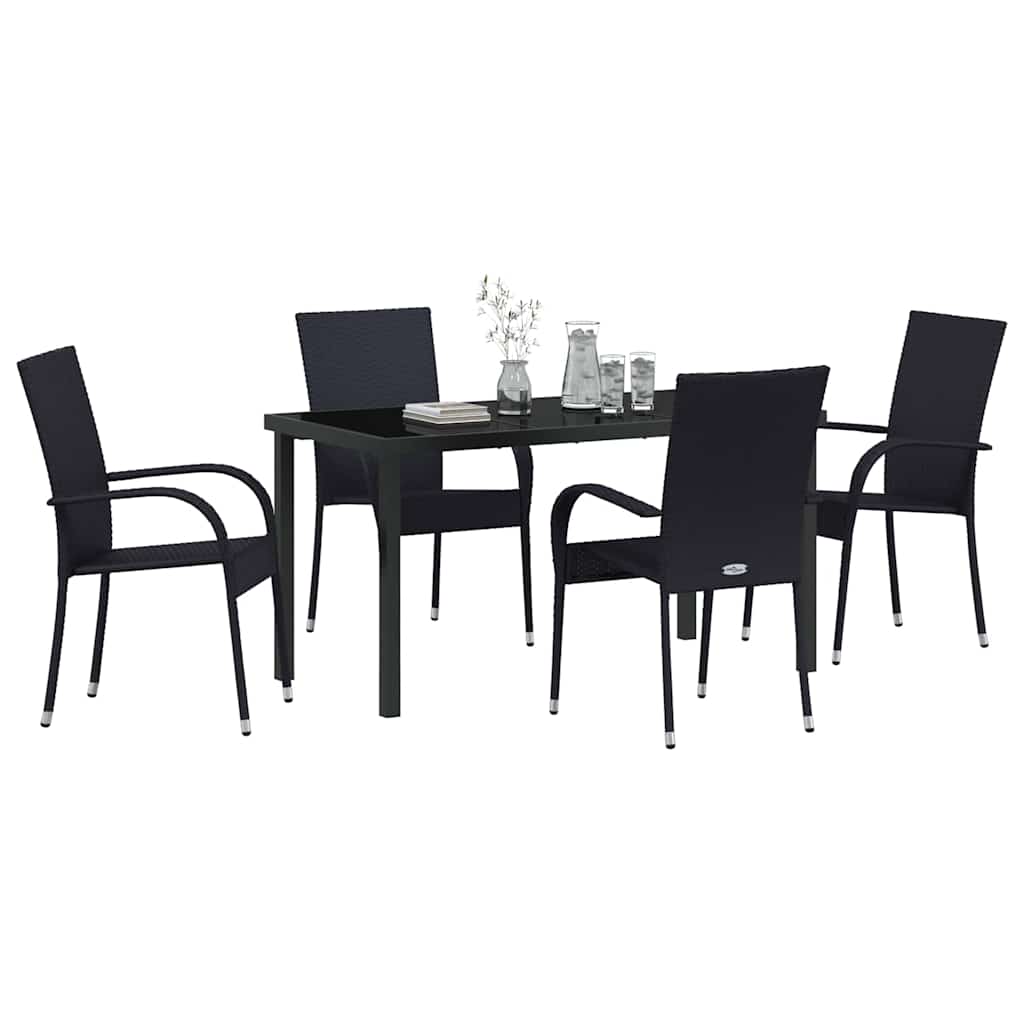 Garten Essgruppe 5 pcs Schwarz Pulverbeschichteter Stahl