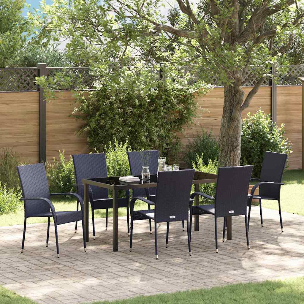 Garten Essgruppe 7 pcs Schwarz Pulverbeschichteter Stahl