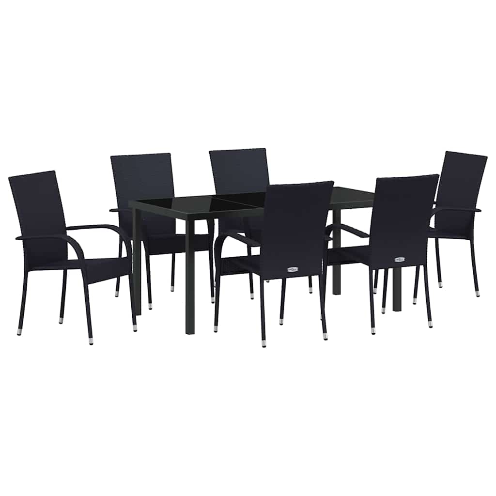Garten Essgruppe 7 pcs Schwarz Pulverbeschichteter Stahl