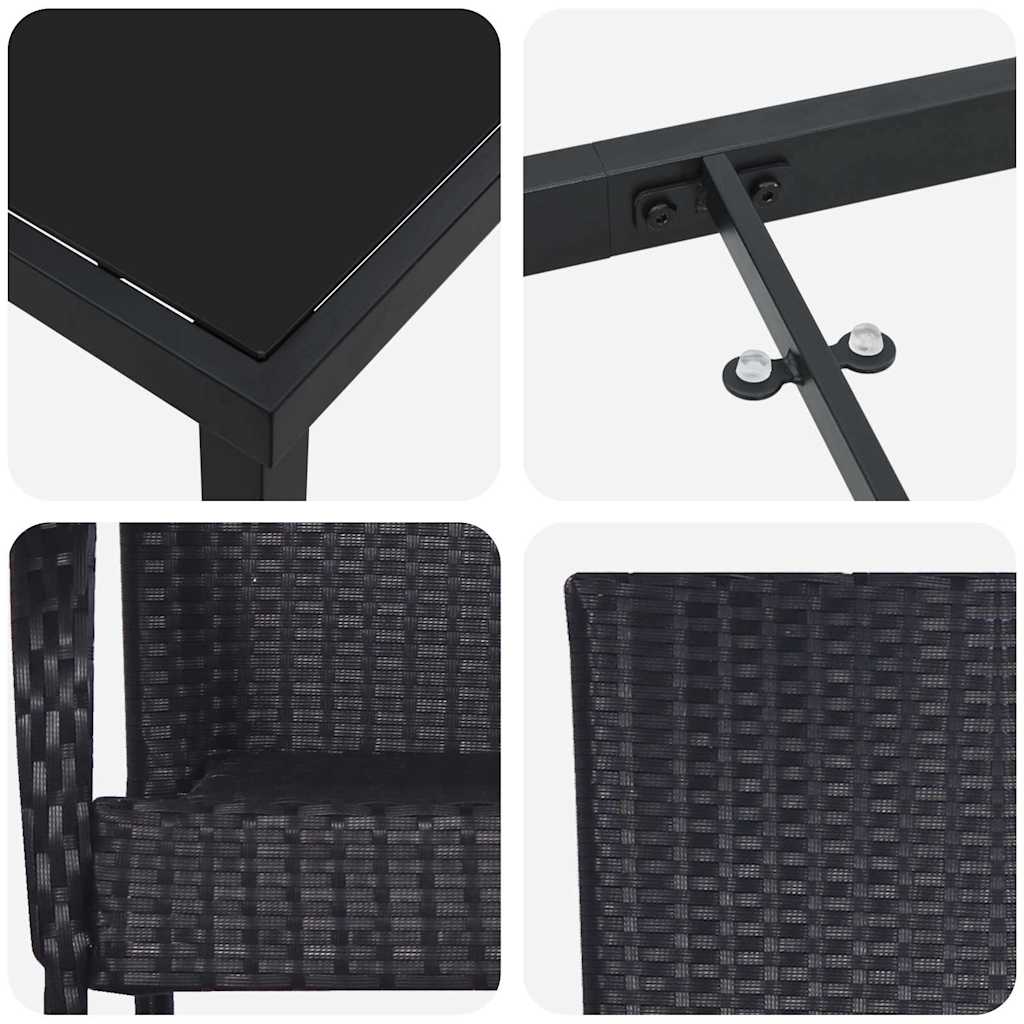 Garten Essgruppe 7 pcs Schwarz Pulverbeschichteter Stahl