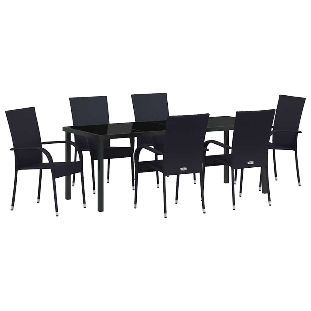 Garten Essgruppe 7 pcs Schwarz Pulverbeschichteter Stahl
