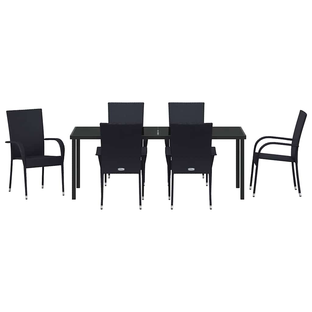 Garten Essgruppe 7 pcs Schwarz Pulverbeschichteter Stahl