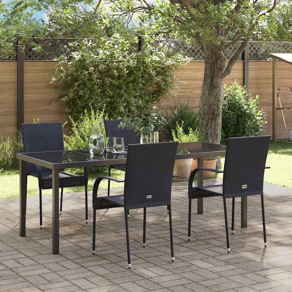 Garten Essgruppe 5 pcs Schwarz Pulverbeschichteter Stahl