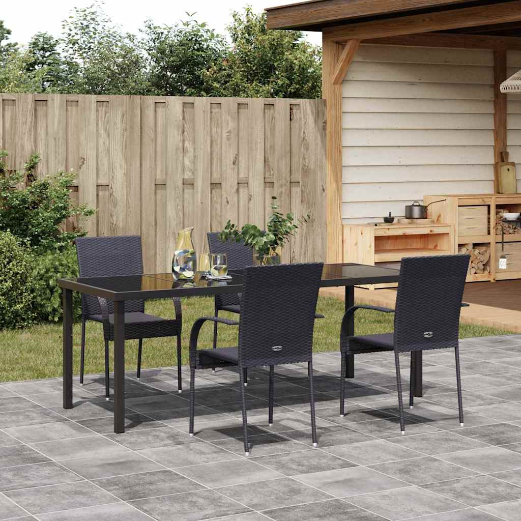 Garten Essgruppe 5 pcs Schwarz Pulverbeschichteter Stahl