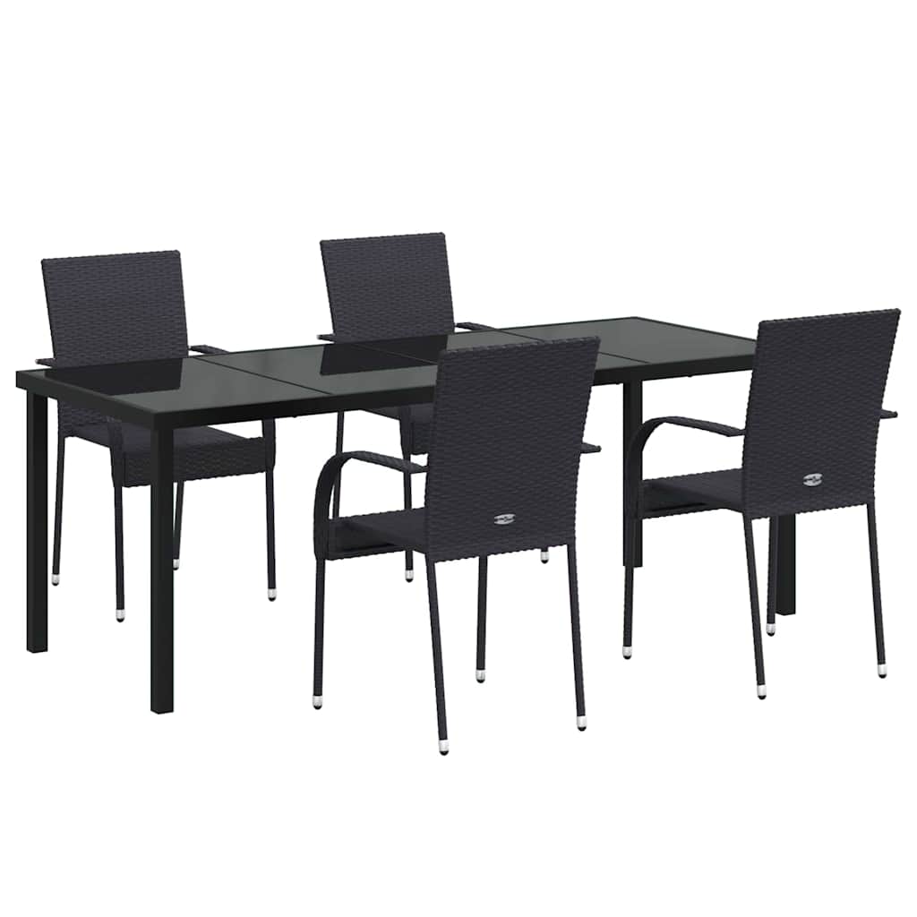 Garten Essgruppe 5 pcs Schwarz Pulverbeschichteter Stahl