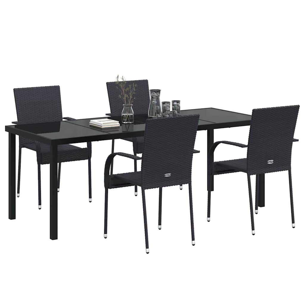 Garten Essgruppe 5 pcs Schwarz Pulverbeschichteter Stahl