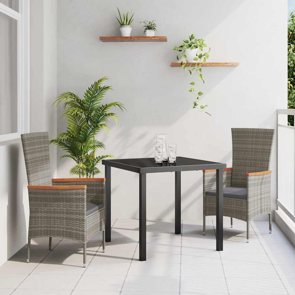 Garten Essgruppe 3 pcs Grau Pulverbeschichteter Stahl