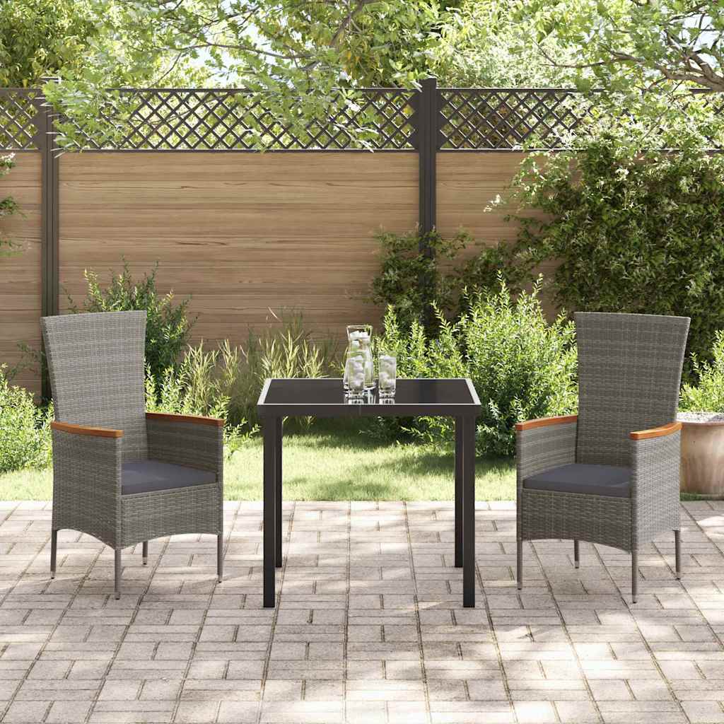 Garten Essgruppe 3 pcs Grau Pulverbeschichteter Stahl