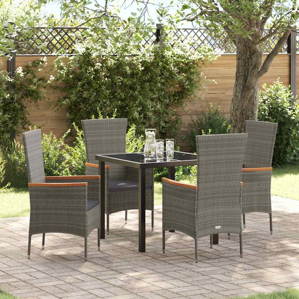 Garten Essgruppe 5 pcs Grau Pulverbeschichteter Stahl
