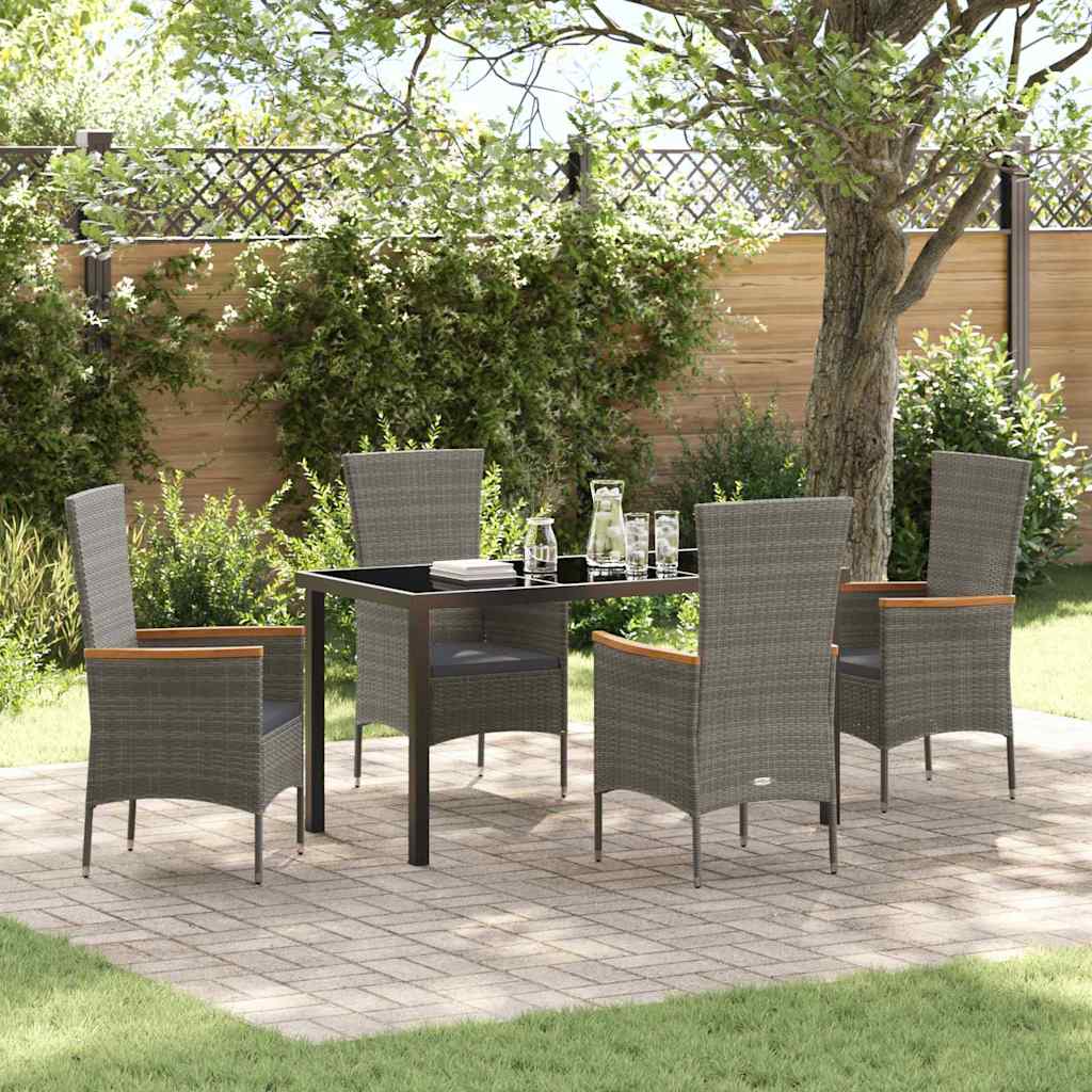 Garten Essgruppe 5 pcs Grau Pulverbeschichteter Stahl