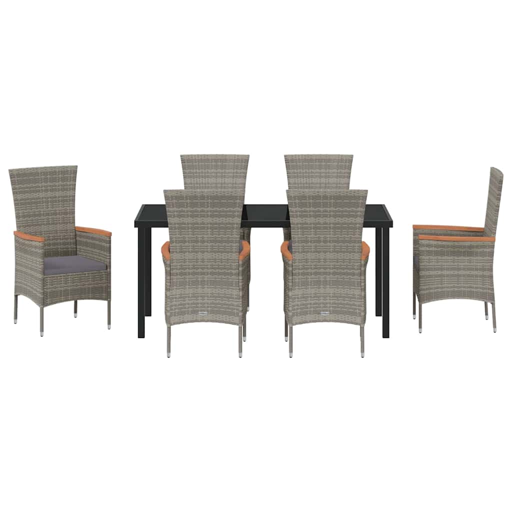 Garten Essgruppe 7 pcs Grau Pulverbeschichteter Stahl