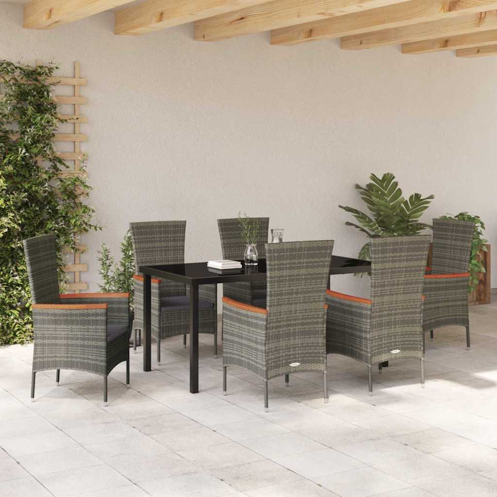 Garten Essgruppe 7 pcs Grau Pulverbeschichteter Stahl