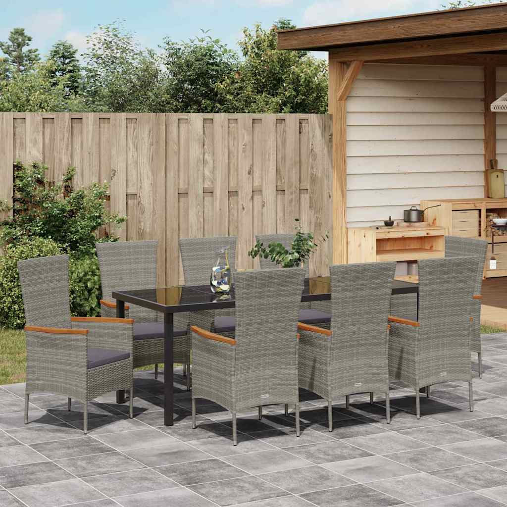 Garten Essgruppe 9 pcs Grau Pulverbeschichteter Stahl