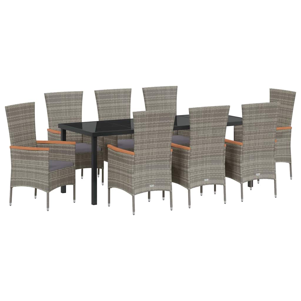 Garten Essgruppe 9 pcs Grau Pulverbeschichteter Stahl