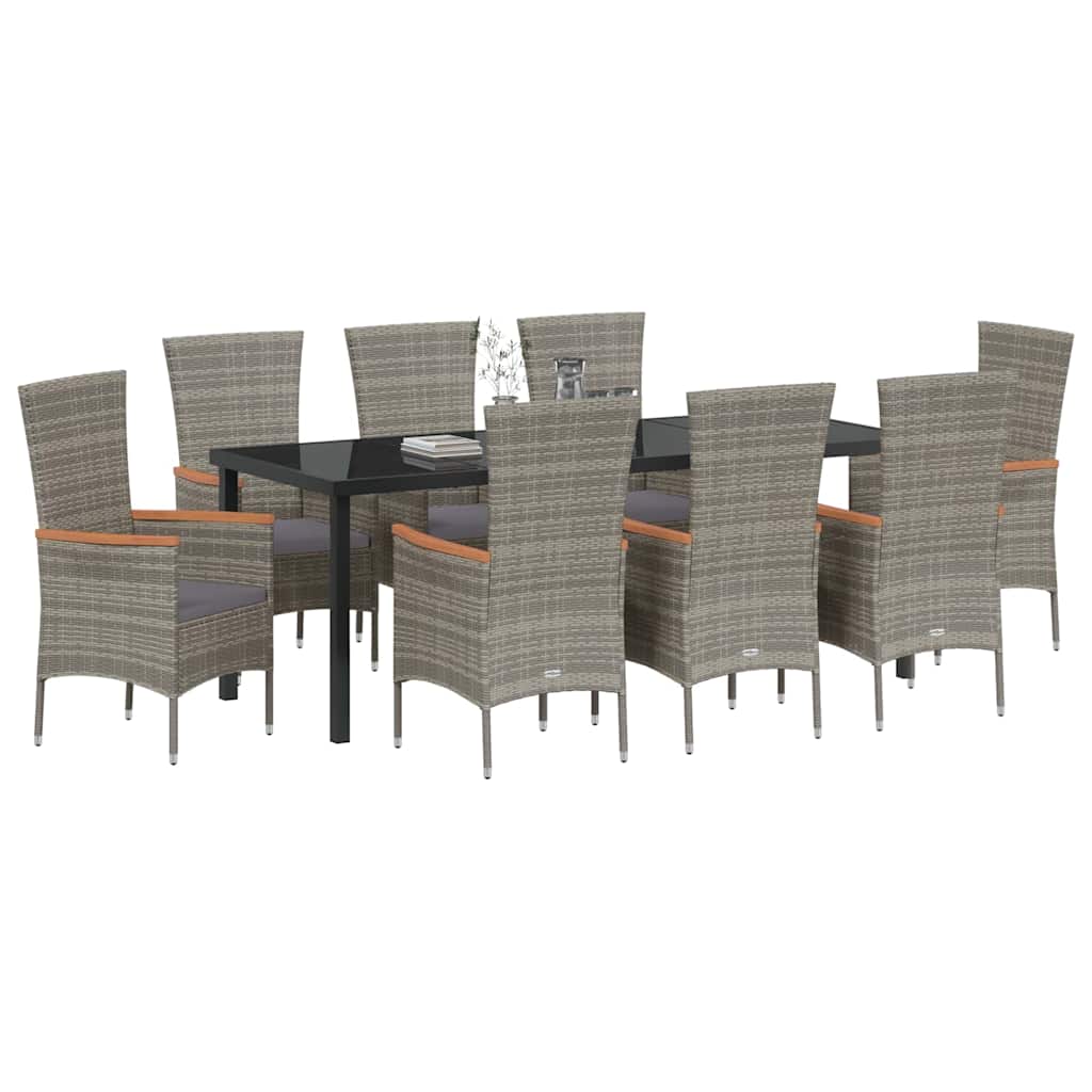 Garten Essgruppe 9 pcs Grau Pulverbeschichteter Stahl