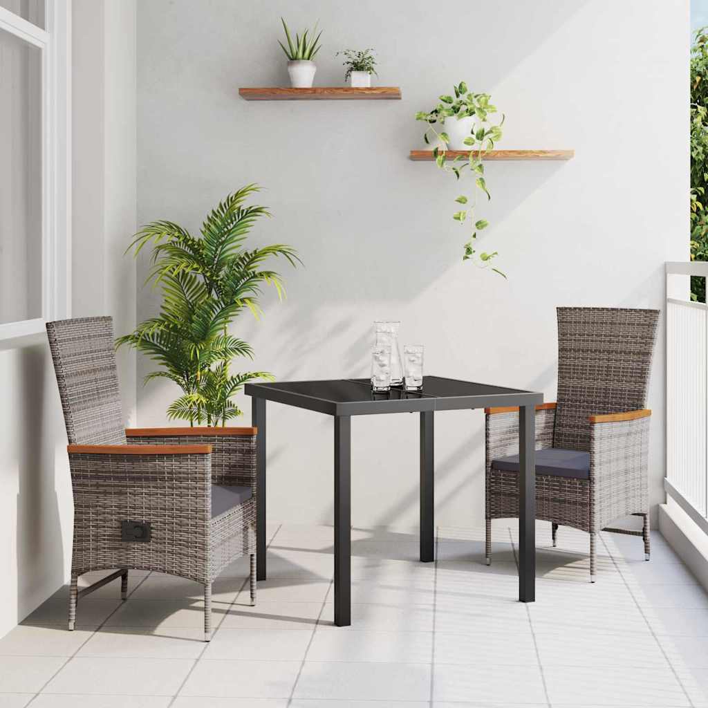 Garten Essgruppe 3 pcs Grau Pulverbeschichteter Stahl