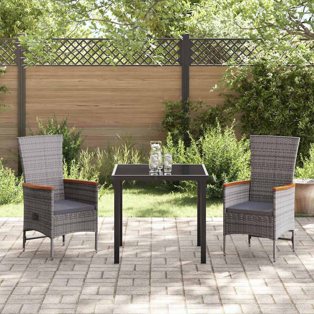Garten Essgruppe 3 pcs Grau Pulverbeschichteter Stahl