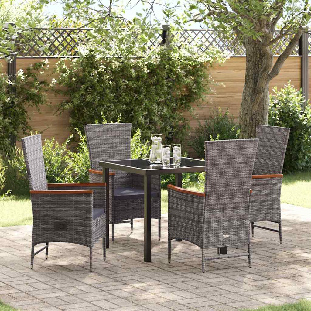 Garten Essgruppe 5 pcs Grau Pulverbeschichteter Stahl