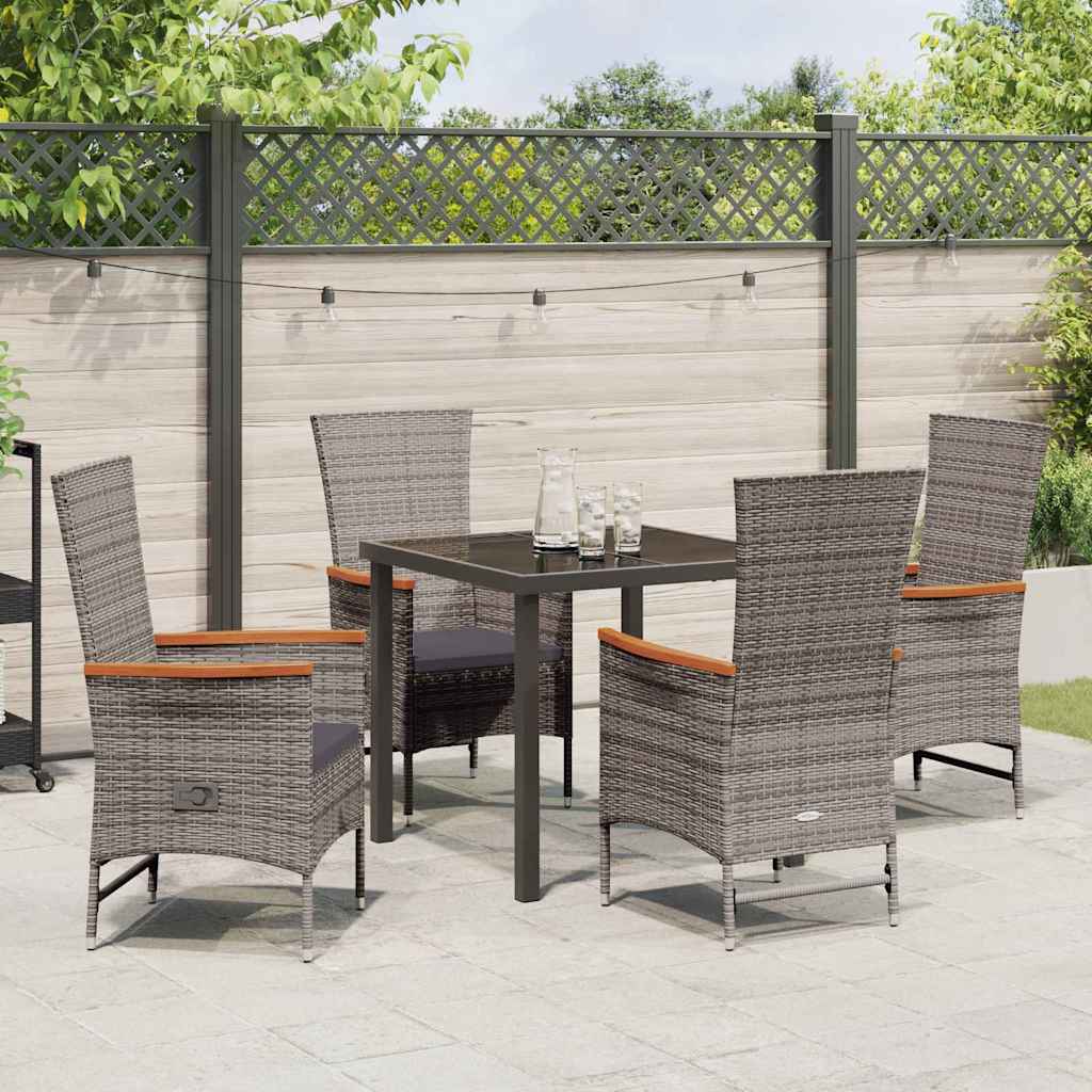 Garten Essgruppe 5 pcs Grau Pulverbeschichteter Stahl