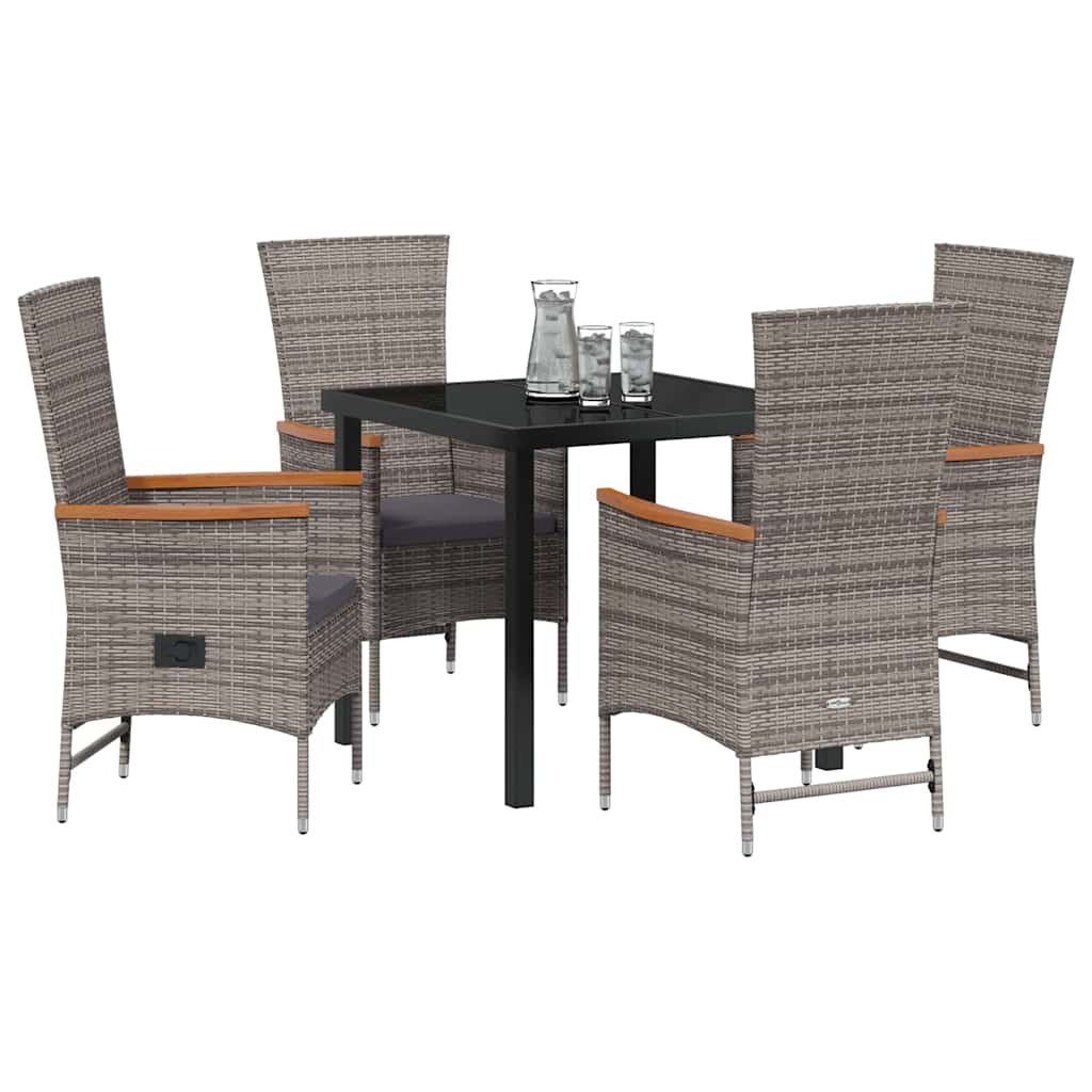 Garten Essgruppe 5 pcs Grau Pulverbeschichteter Stahl