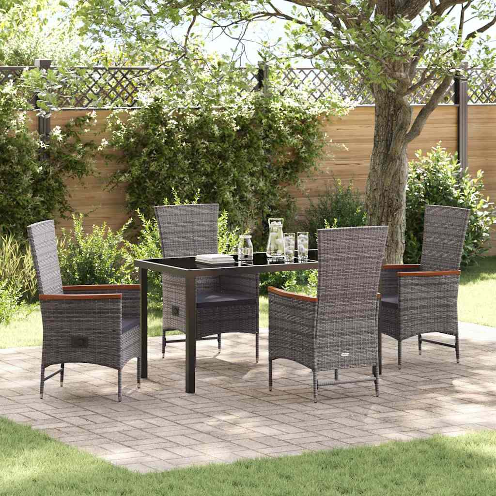 Garten Essgruppe 5 pcs Grau Pulverbeschichteter Stahl