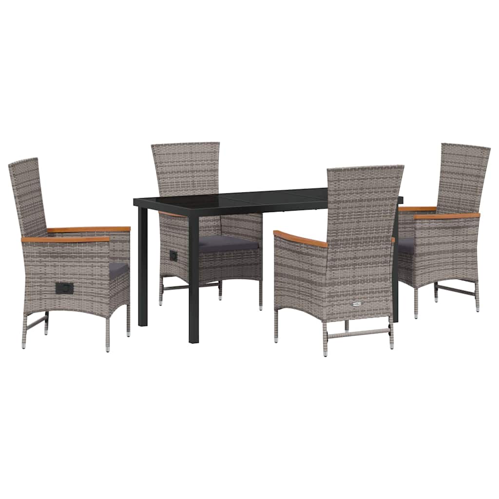 Garten Essgruppe 5 pcs Grau Pulverbeschichteter Stahl