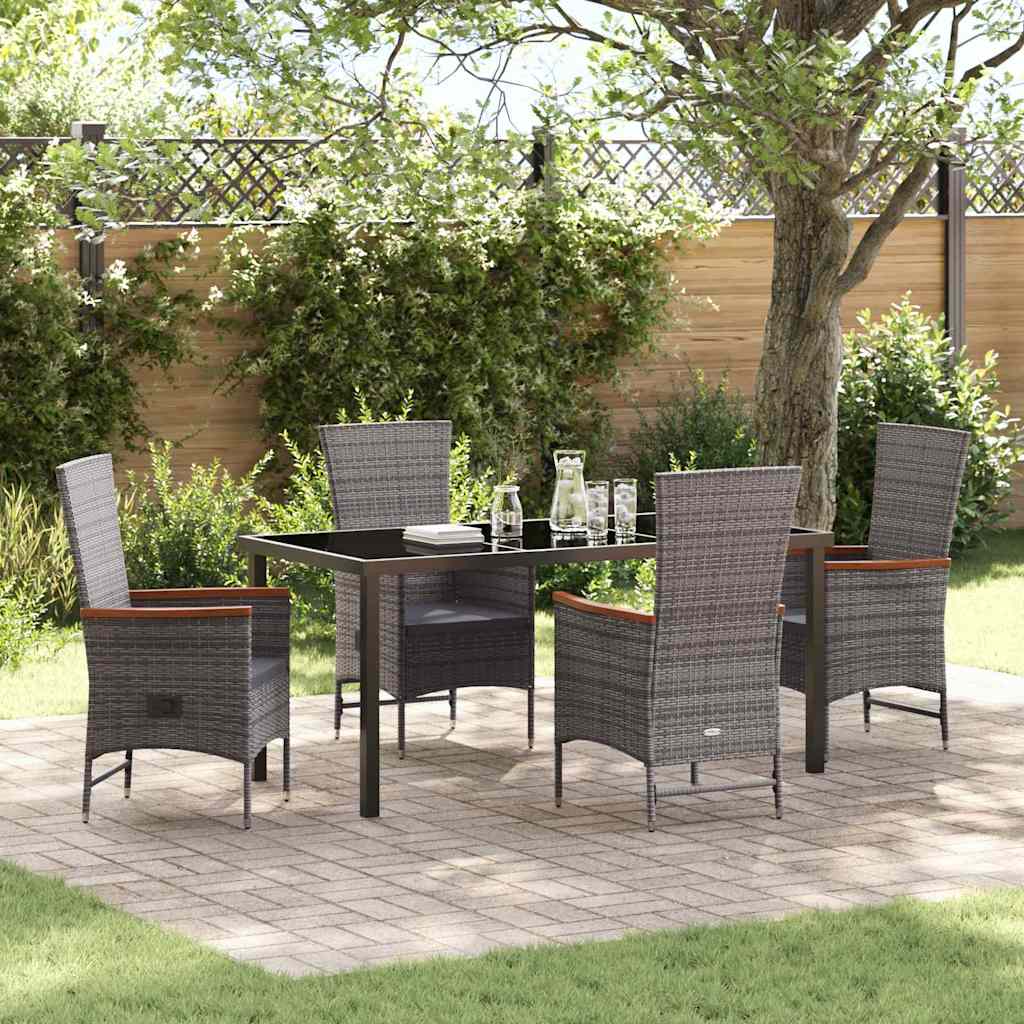 Garten Essgruppe 5 pcs Grau Pulverbeschichteter Stahl