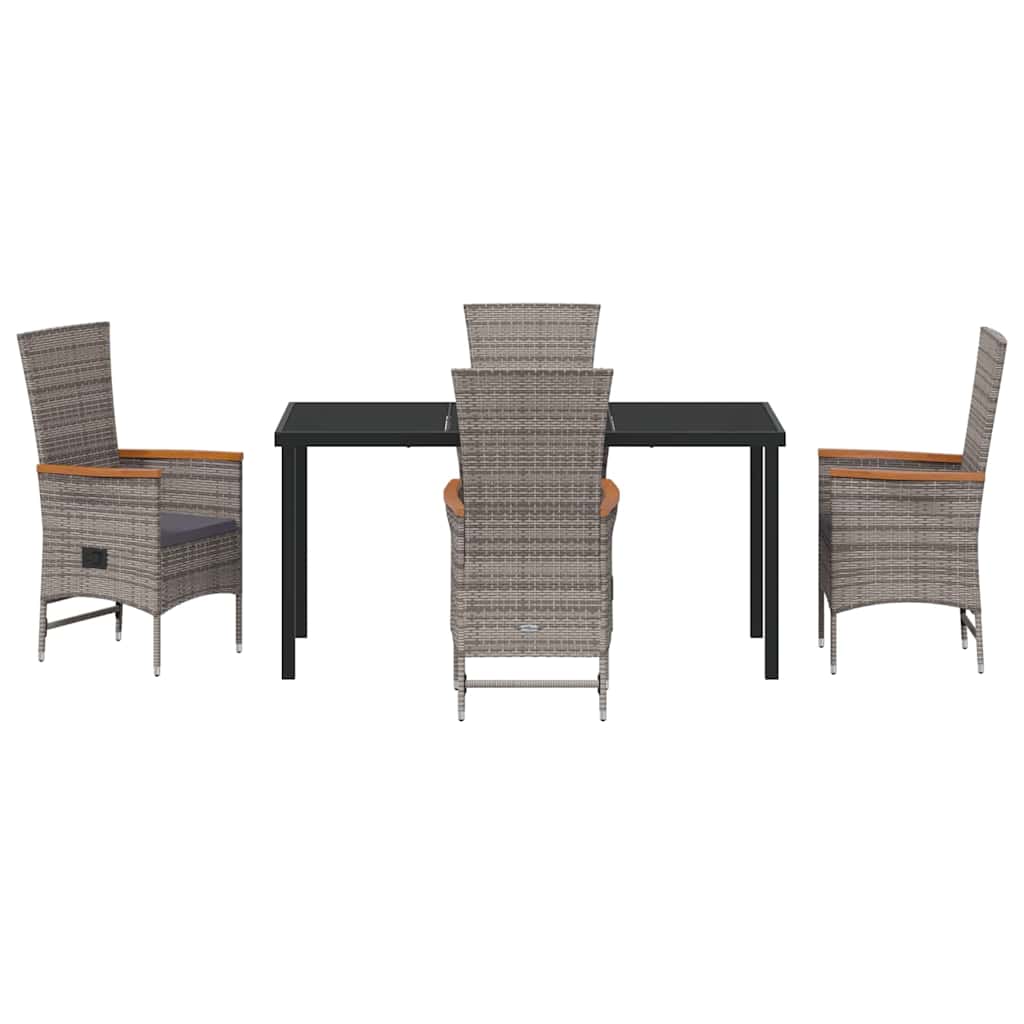 Garten Essgruppe 5 pcs Grau Pulverbeschichteter Stahl