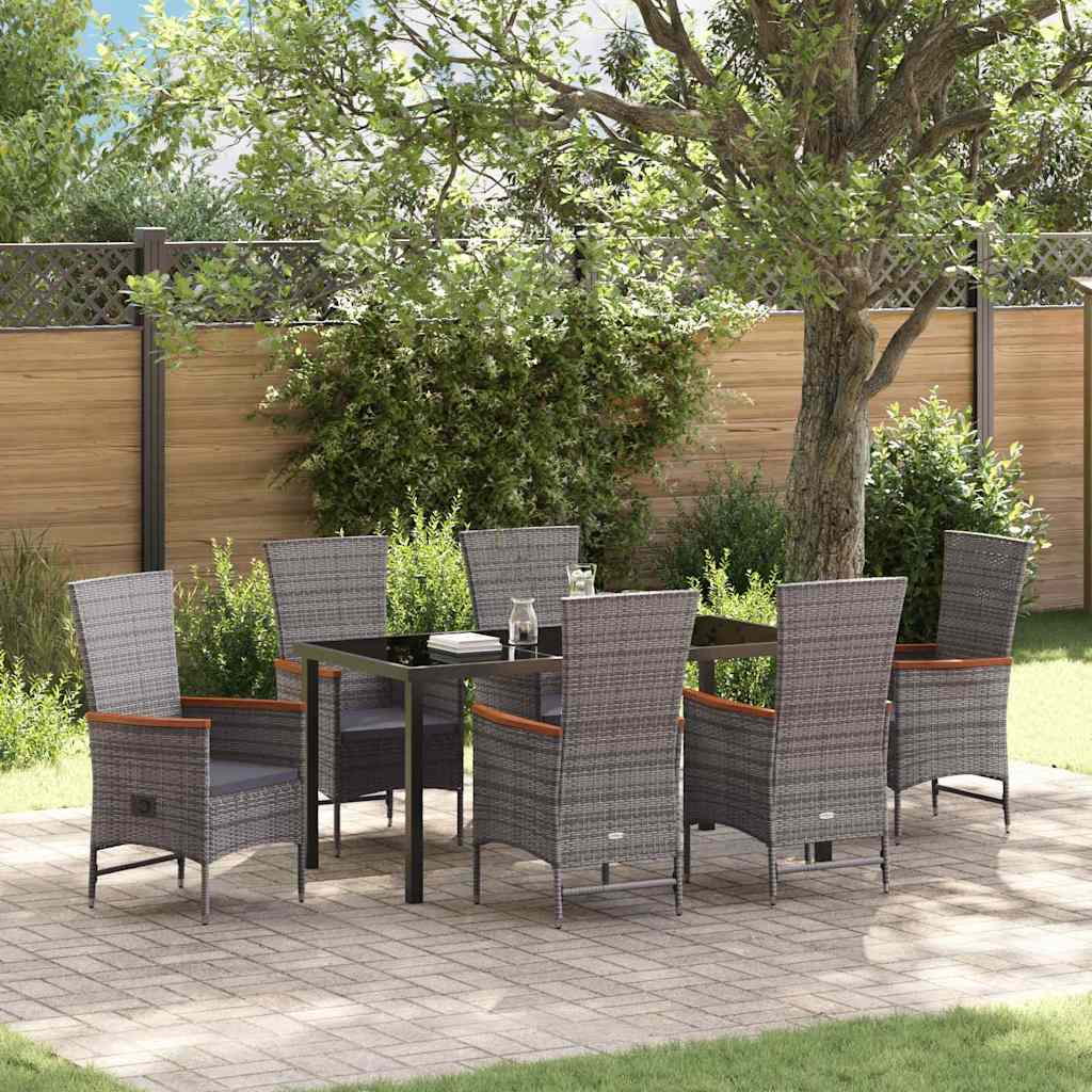Garten Essgruppe 7 pcs Grau Pulverbeschichteter Stahl