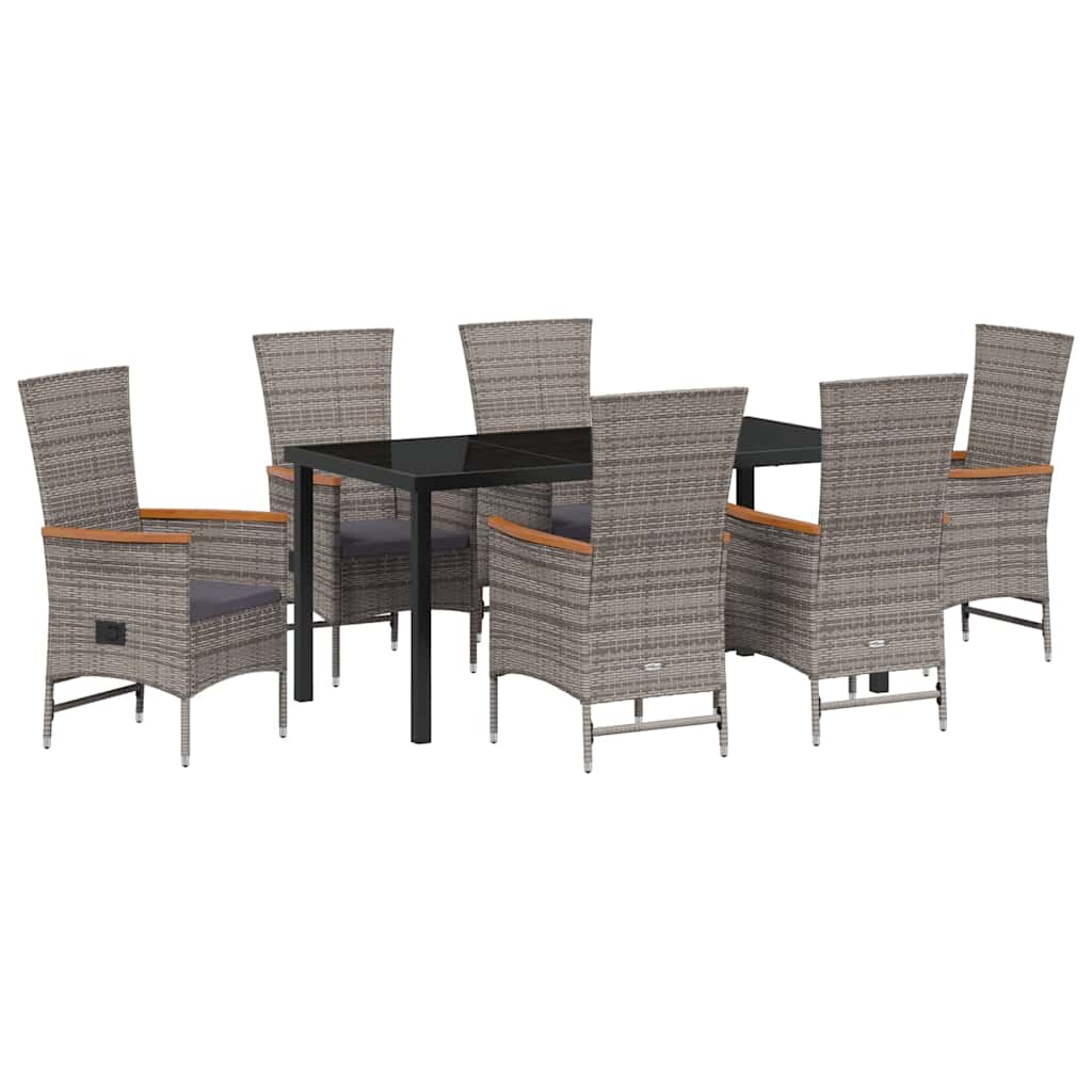Garten Essgruppe 7 pcs Grau Pulverbeschichteter Stahl